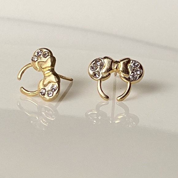 10k Solid Gold Minnie Mouse Earrings / Children’s Earrings /Gold Piercing Studs - Picture 9 of 14